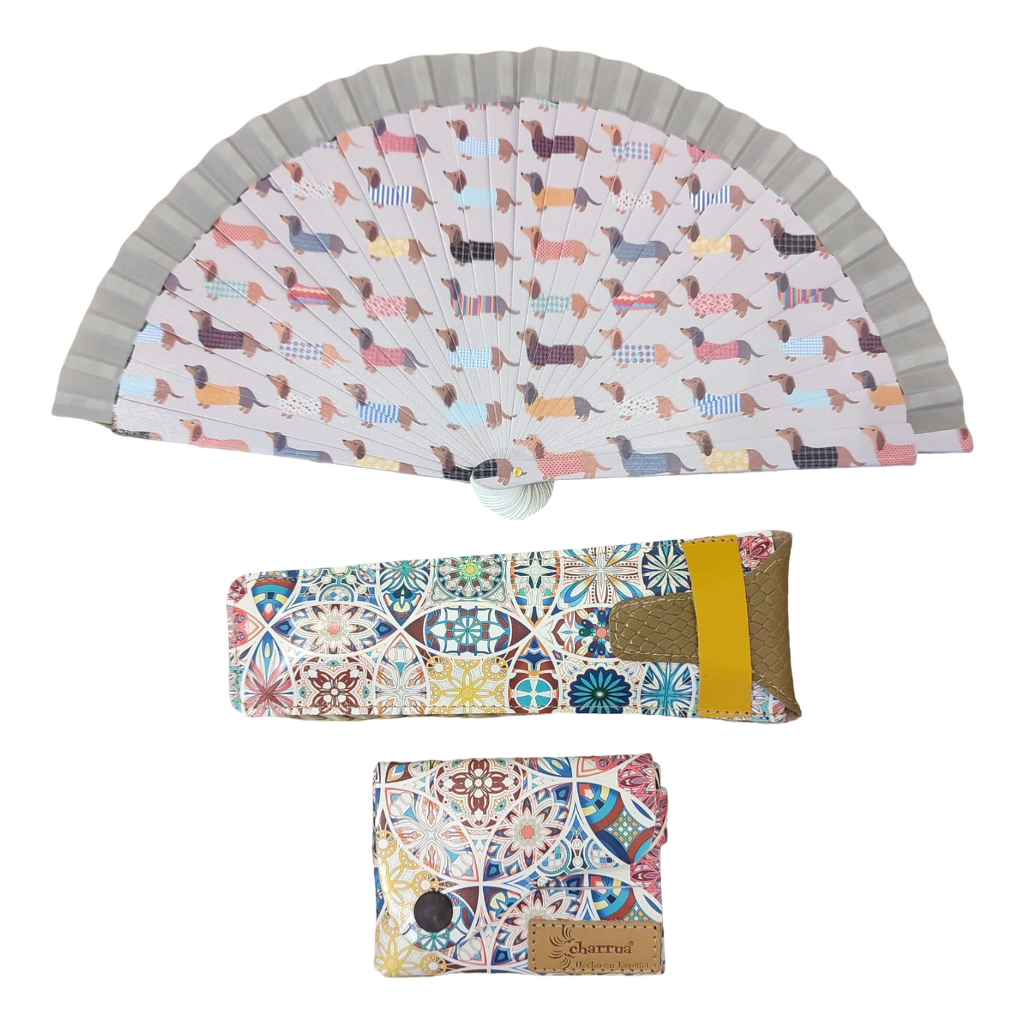Abanico PEQUEÑO+funda+cartera Mascarat