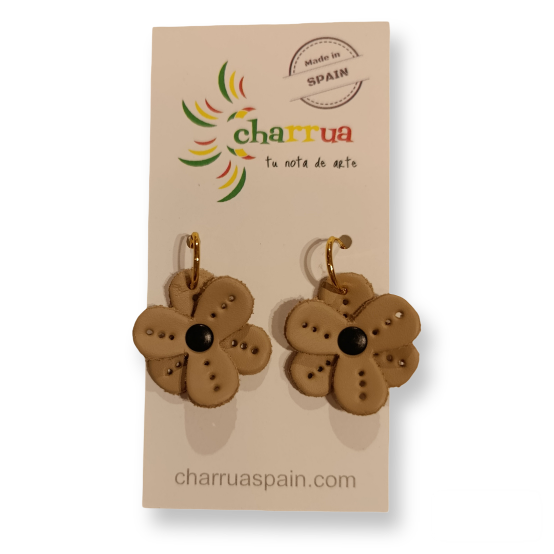 Pendientes Flor beige