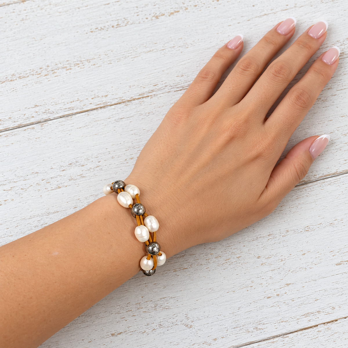 Pulsera perlas y Zamak