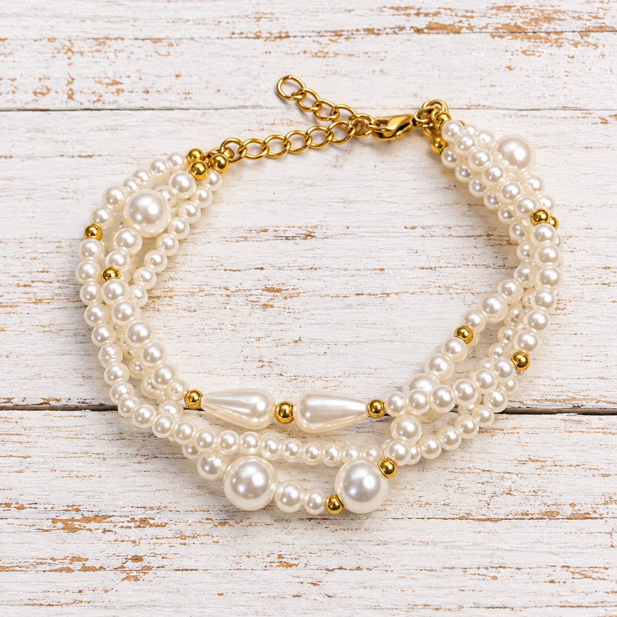 Pulsera acero y perlas