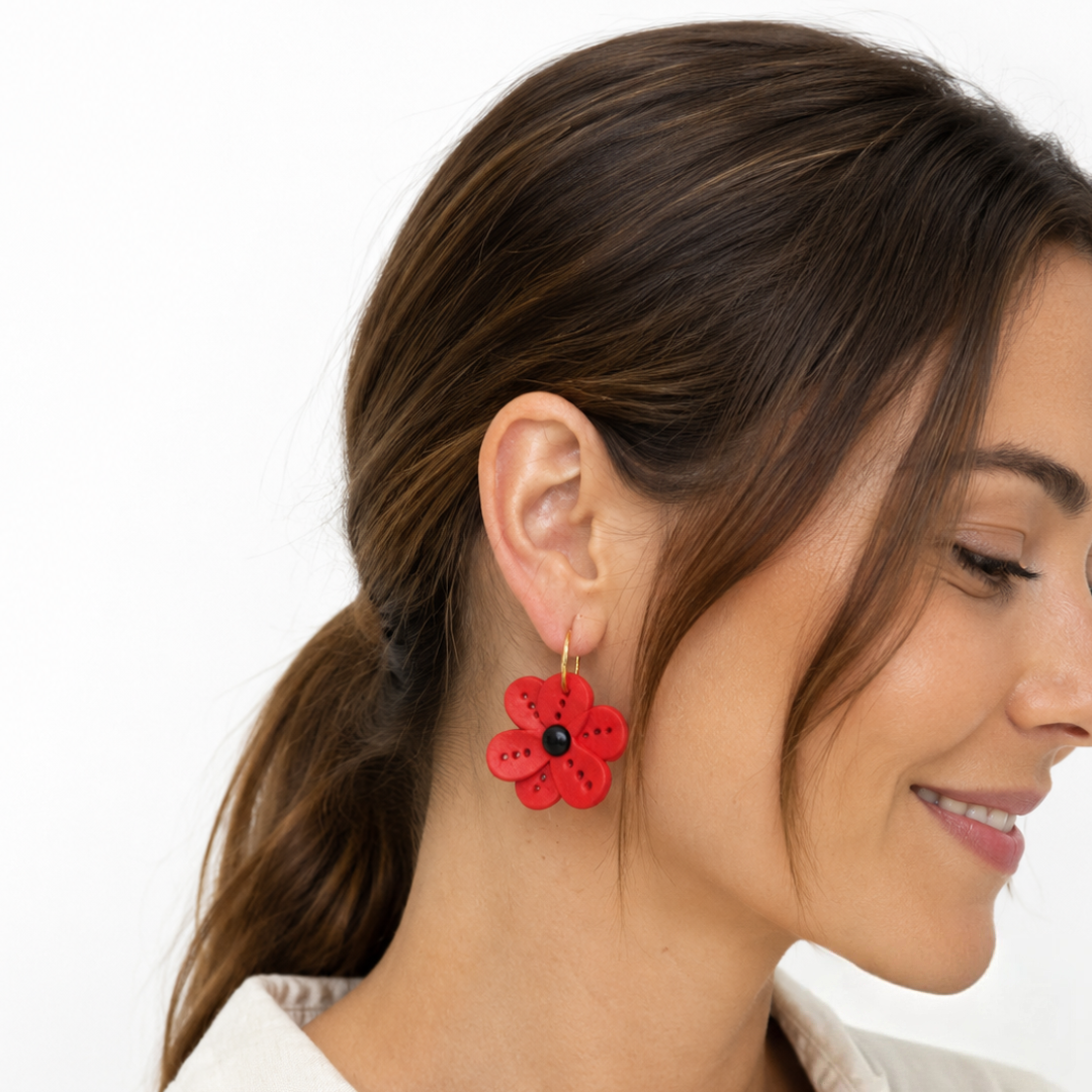 Pendientes Flor naranja.