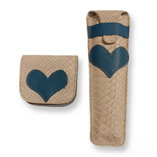 Conjunto funda de abanico PEQUEÑO y monedero de Tacón.(Colección cápsula Más AMOR)