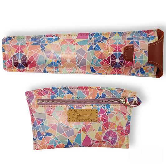 Conjunto monedero Amanecer y funda de abanico de 24cm